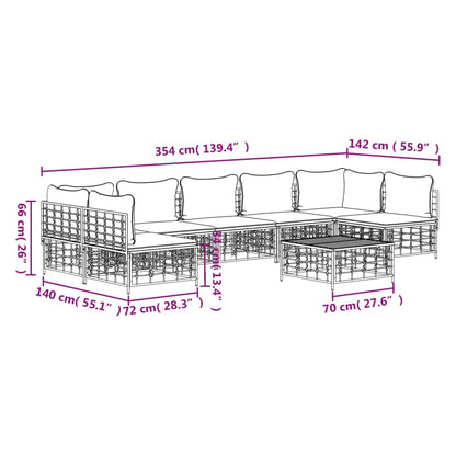 Set Divani da Giardino 8 pz con Cuscini Antracite in Polyrattan - homemem39