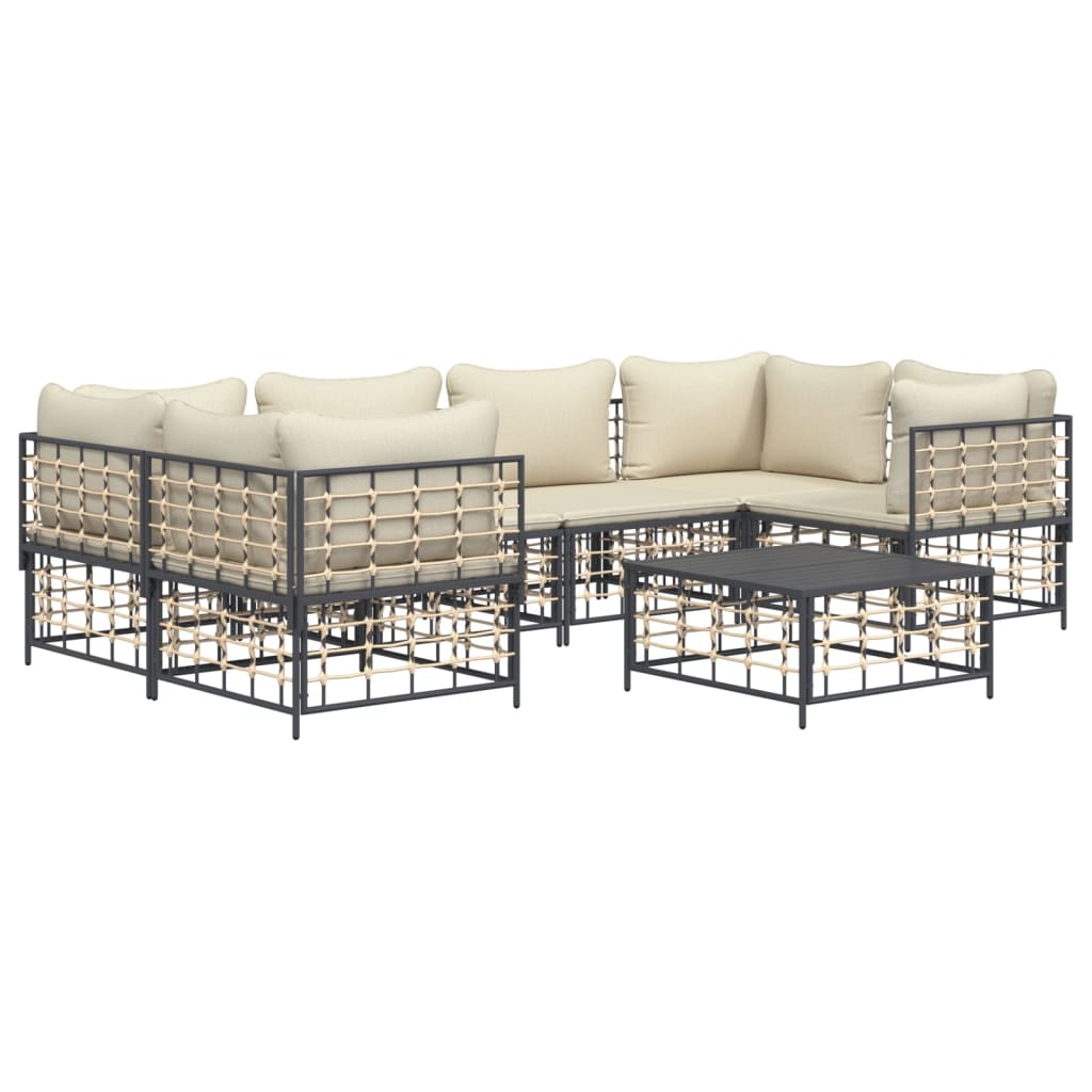 Set Divani da Giardino 7 pz con Cuscini Antracite in Polyrattan - homemem39