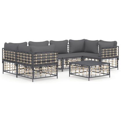 Set Divani da Giardino 7 pz con Cuscini Antracite in Polyrattan - homemem39