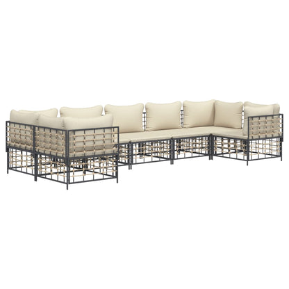 Set Divani da Giardino 7 pz con Cuscini Antracite in Polyrattan - homemem39