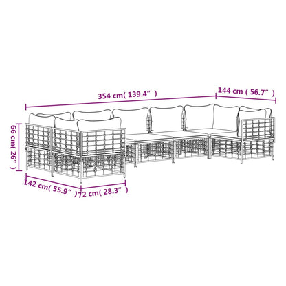 Set Divani da Giardino 7 pz con Cuscini Antracite in Polyrattan - homemem39