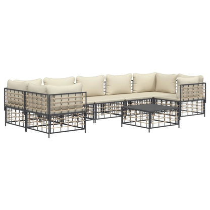 Set Divani da Giardino 8 pz con Cuscini Antracite in Polyrattan - homemem39