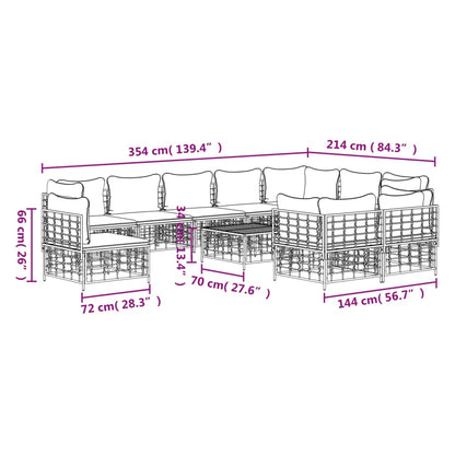 Set Divani da Giardino 11pz con Cuscini in Polyrattan Antracite - homemem39