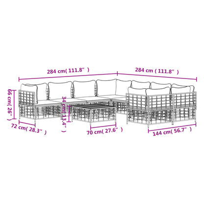 Set Divani da Giardino 9 pz con Cuscini Antracite in Polyrattan - homemem39