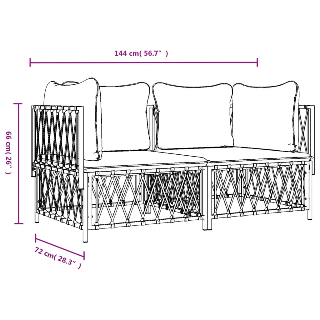 Set Salotto da Giardino 2 pz con Cuscini in Acciaio Bianco - homemem39