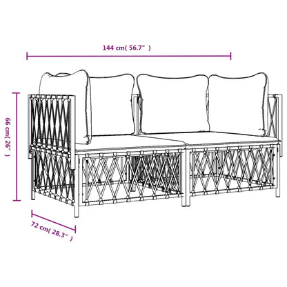 Set Salotto da Giardino 2 pz con Cuscini in Acciaio Bianco - homemem39