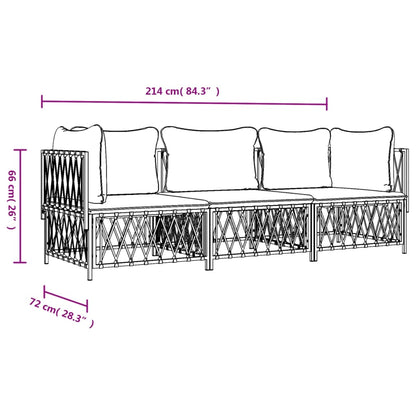 Set Salotto da Giardino 3 pz con Cuscini in Acciaio Bianco - homemem39