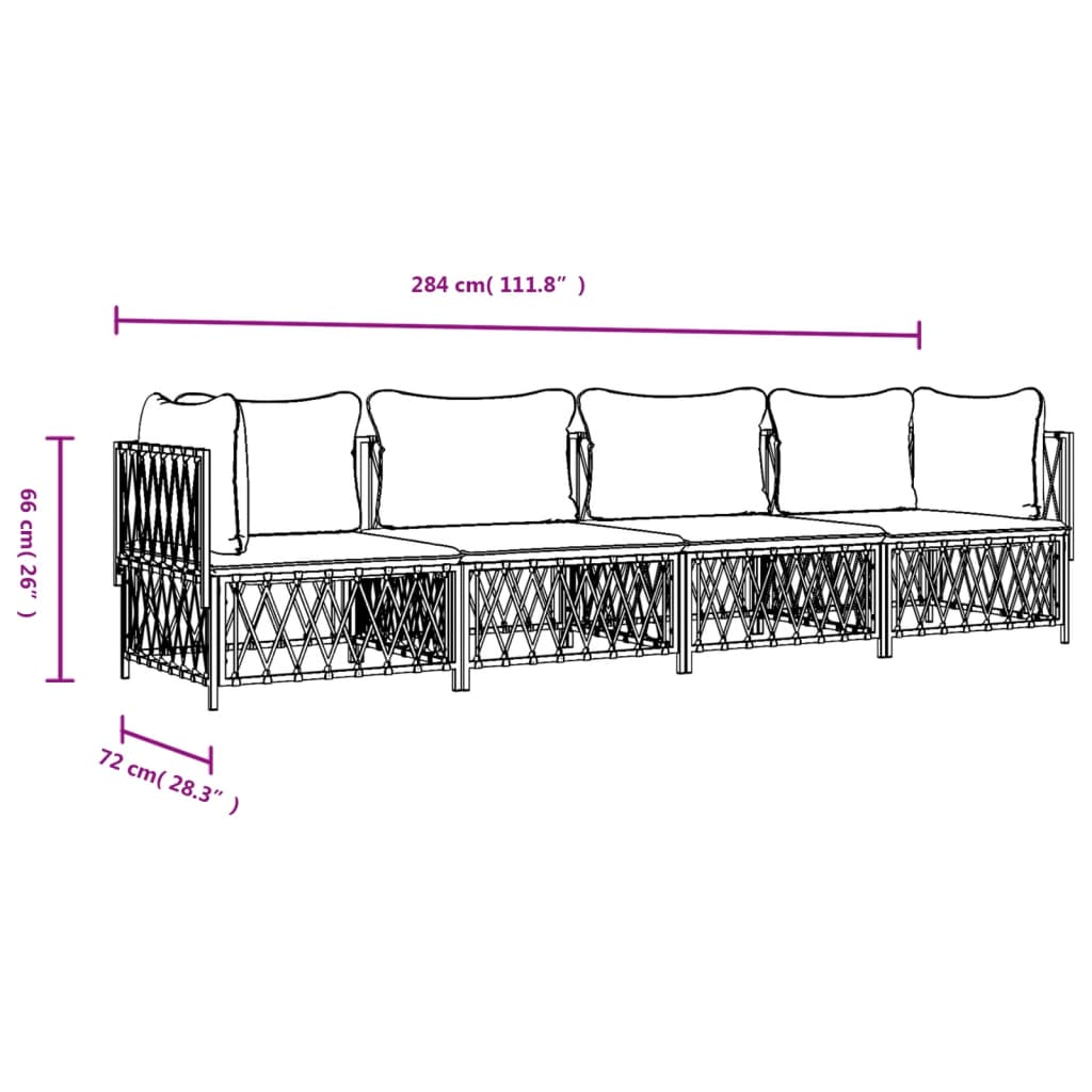 Set Salotto da Giardino 4 pz con Cuscini in Acciaio Antracite - homemem39