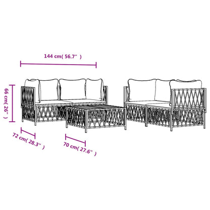 Set Salotto da Giardino 5 pz con Cuscini in Acciaio Bianco - homemem39