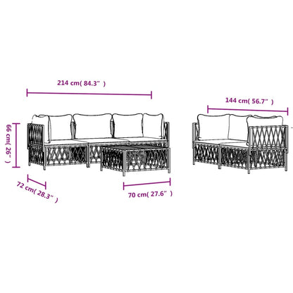 Set Salotto da Giardino 6 pz con Cuscini in Acciaio Bianco - homemem39