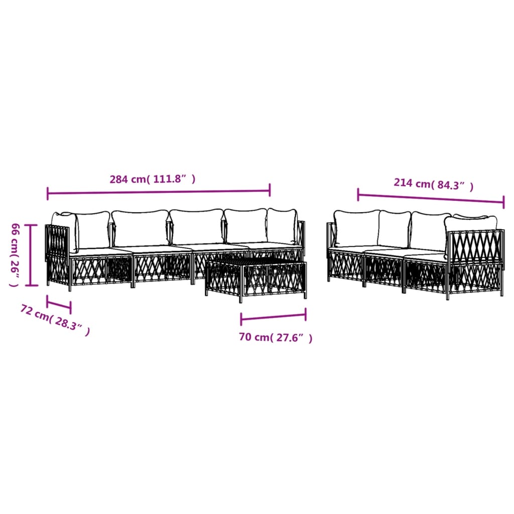 Set Divani da Giardino 8 pz con Cuscini Antracite in Acciaio - homemem39