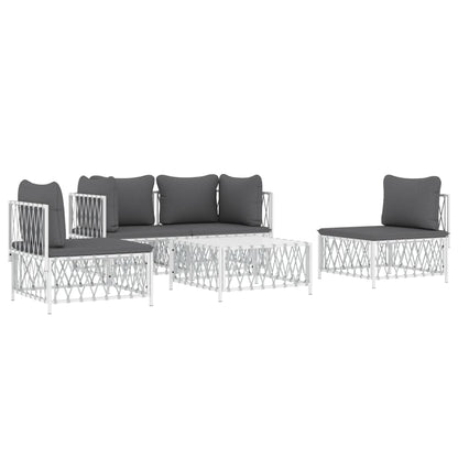 Set Salotto da Giardino 5 pz con Cuscini in Acciaio Bianco - homemem39