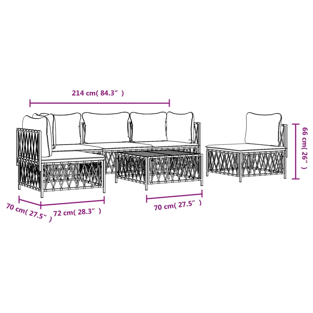 Set Salotto da Giardino 6 pz con Cuscini in Acciaio Antracite - homemem39