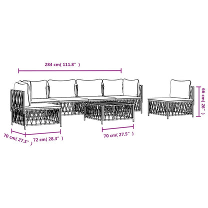 Set Divani da Giardino 7 pz con Cuscini in Acciaio Bianco - homemem39