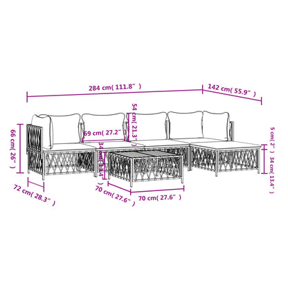 Set Salotto da Giardino 6 pz con Cuscini in Acciaio Antracite - homemem39