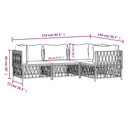 Set Salotto da Giardino 4 pz con Cuscini in Acciaio Antracite - homemem39