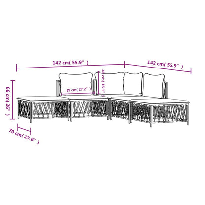 Set Salotto da Giardino 5 pz con Cuscini in Acciaio Bianco - homemem39