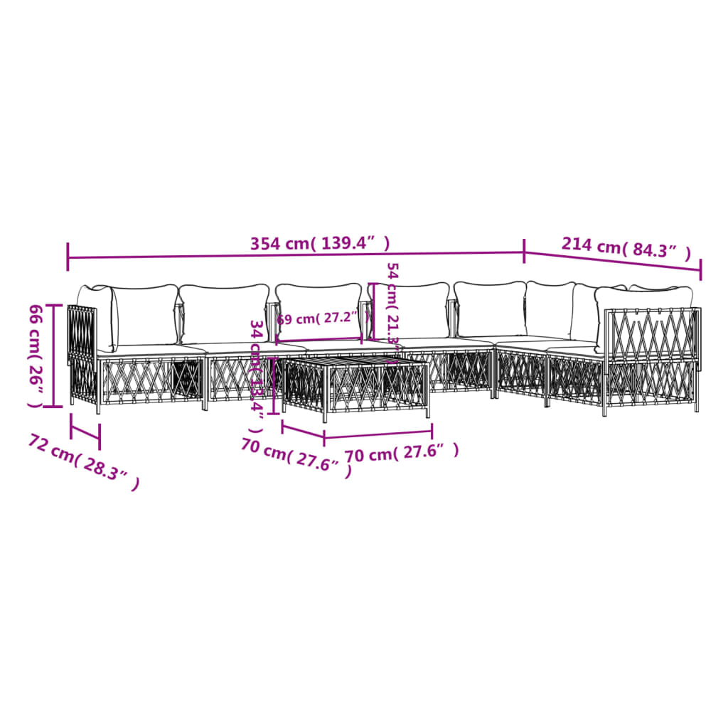 Set Salotto da Giardino 8 pz con Cuscini Antracite in Acciaio - homemem39