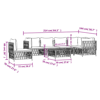 Set Salotto da Giardino 7 pz con Cuscini Antracite in Acciaio - homemem39