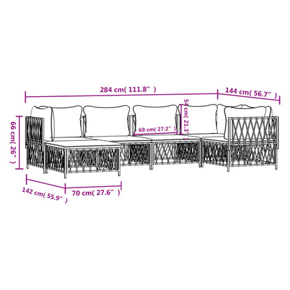 Set Salotto da Giardino 6 pz con Cuscini in Acciaio Bianco - homemem39