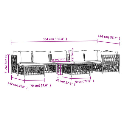 Set Salotto da Giardino 8 pz con Cuscini in Acciaio Bianco - homemem39