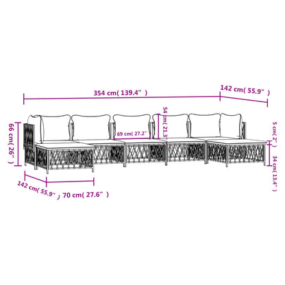 Set Salotto da Giardino 7 pz con Cuscini in Acciaio Bianco - homemem39