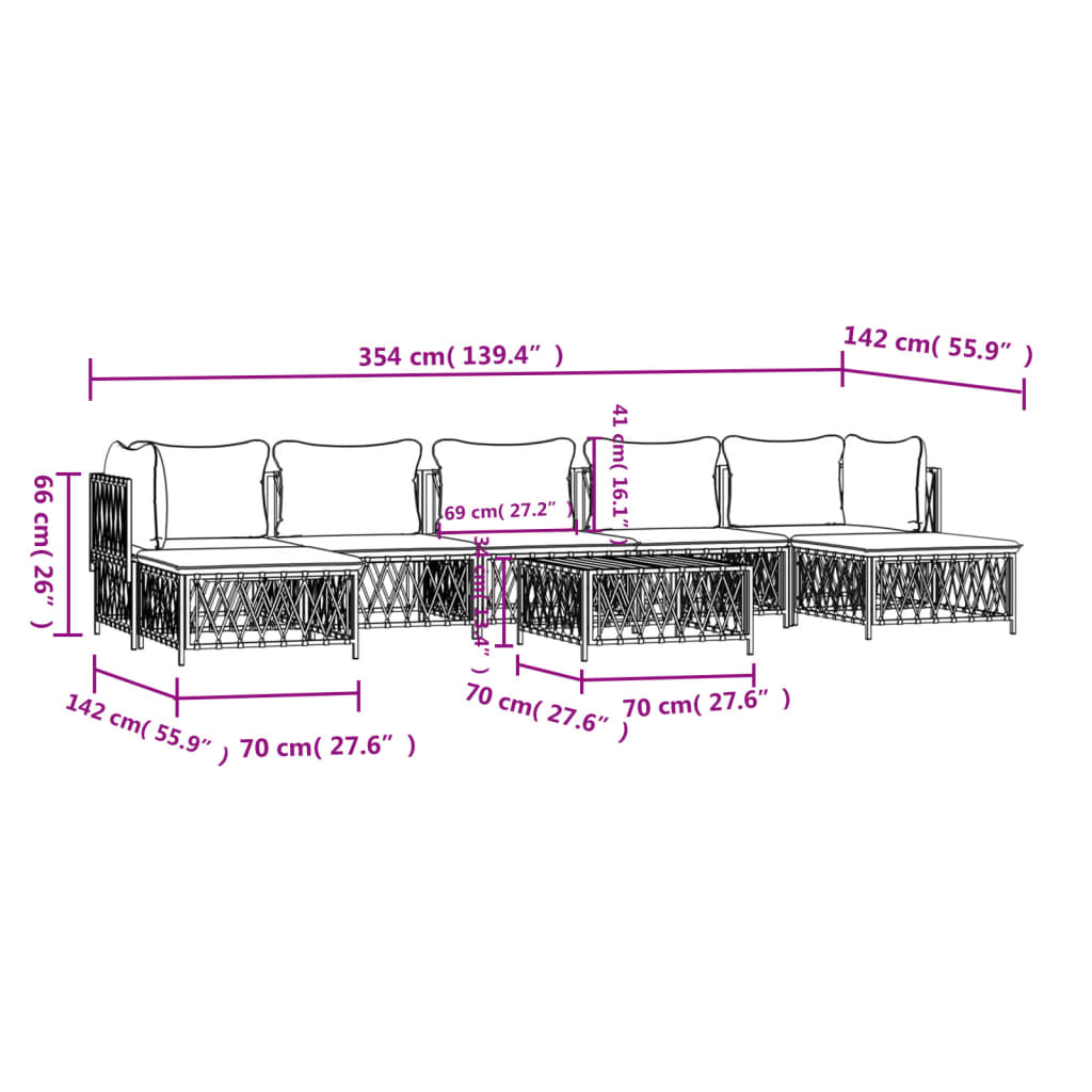 Set Salotto da Giardino 8 pz con Cuscini Antracite in Acciaio - homemem39