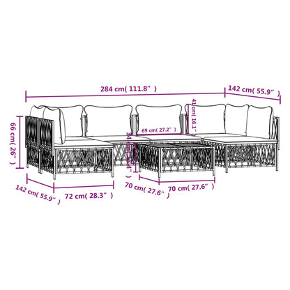 Set Salotto da Giardino 7 pz con Cuscini in Acciaio Bianco - homemem39