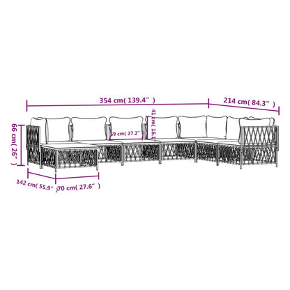 Set Salotto da Giardino 8 pz con Cuscini in Acciaio Bianco - homemem39