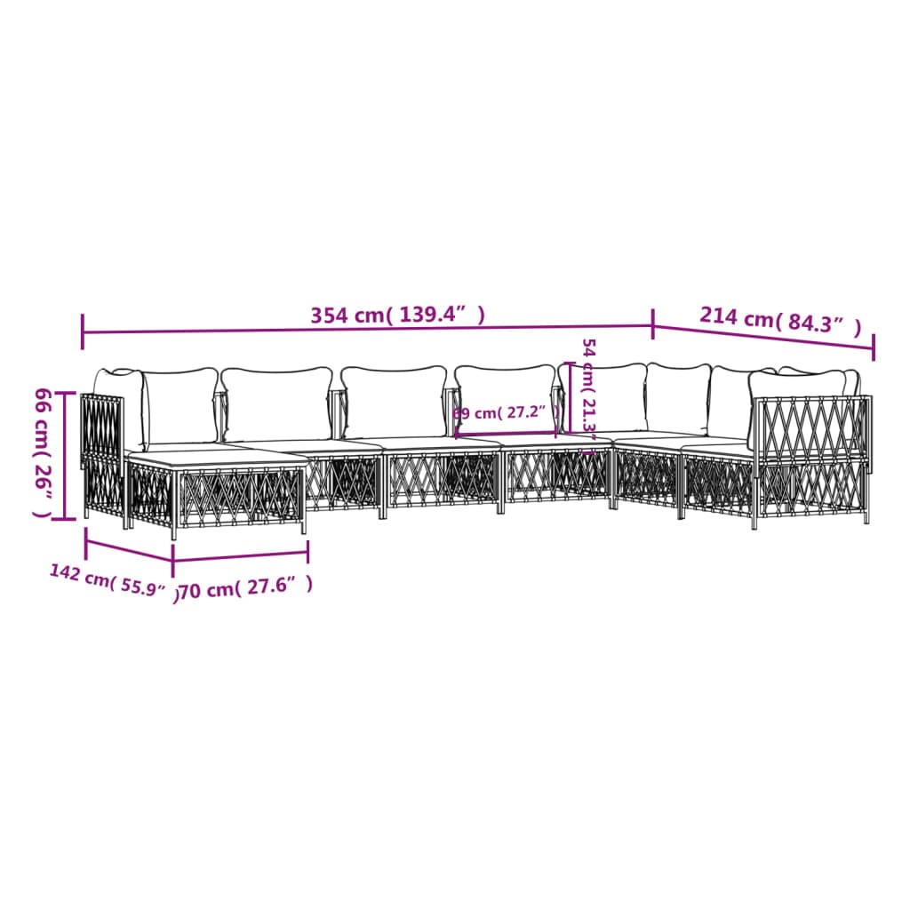 Set Salotto da Giardino 8 pz con Cuscini Antracite in Acciaio - homemem39