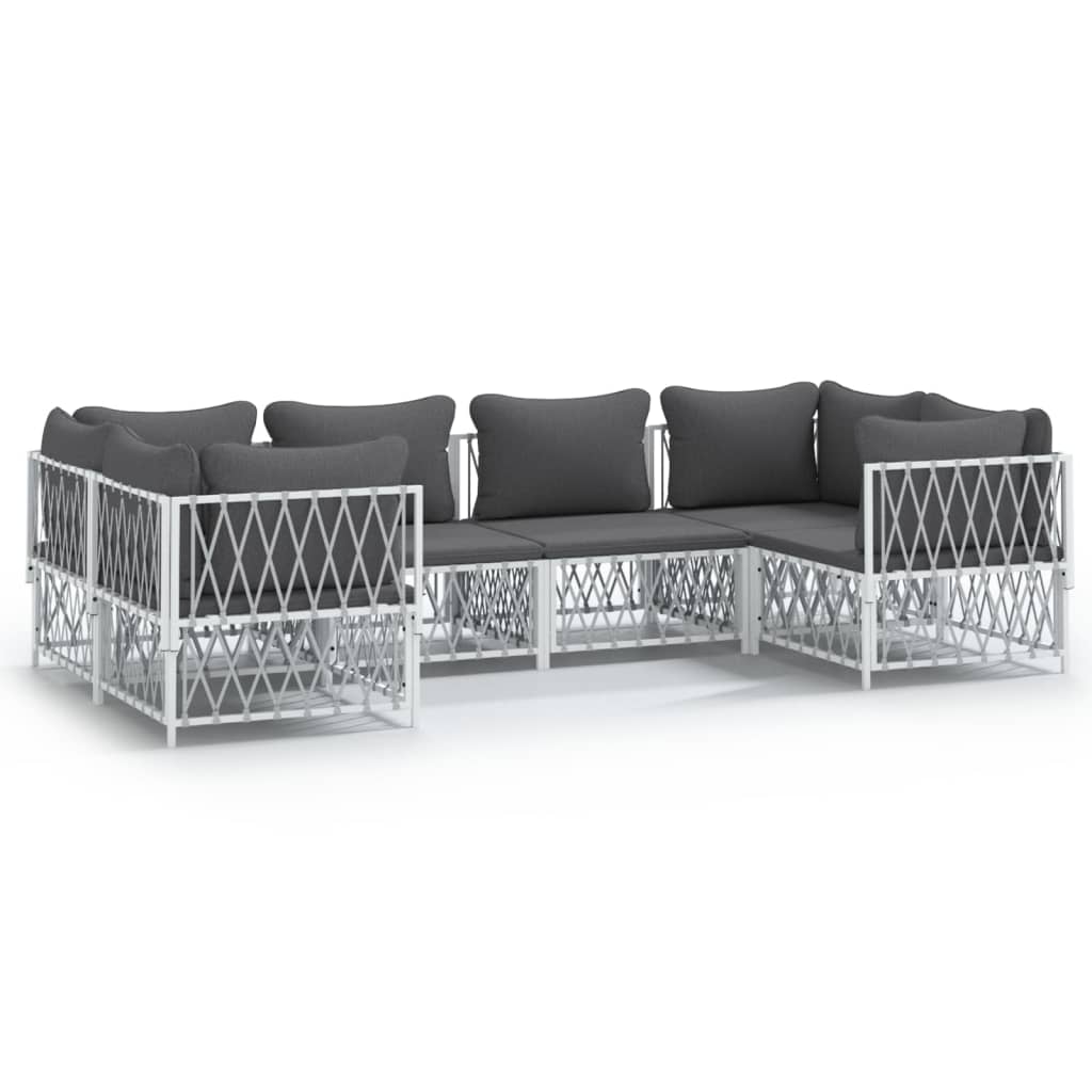 Set Salotto da Giardino 6 pz con Cuscini in Acciaio Bianco - homemem39