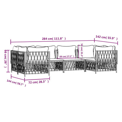 Set Salotto da Giardino 6 pz con Cuscini in Acciaio Bianco - homemem39