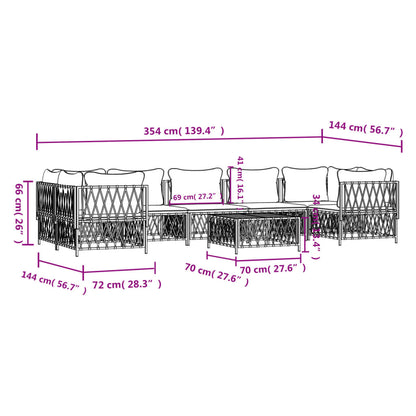 Set Salotto da Giardino 8 pz con Cuscini in Acciaio Bianco - homemem39