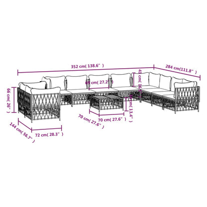 Set Salotto da Giardino 11 pz con Cuscini Antracite in Acciaio - homemem39