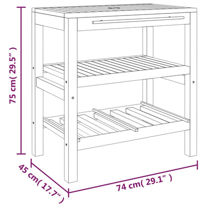 Mobile Vanità da Bagno con 2 Mensole 74x45x75 cm Legno Massello - homemem39