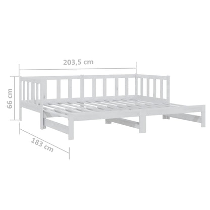 Dormeuse Estraibile Bianca 2x(90x200) cm Legno Massello di Pino - homemem39