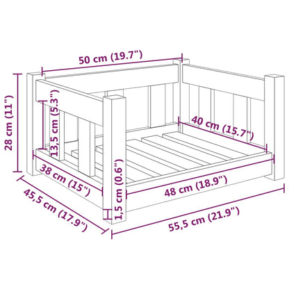 Cuccia per Cani 55,5x45,5x28 cm in Legno Massello di Pino - homemem39