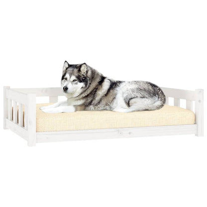 Cuccia per Cani Bianca 105,5x75,5x28 cm Legno Massello di Pino - homemem39