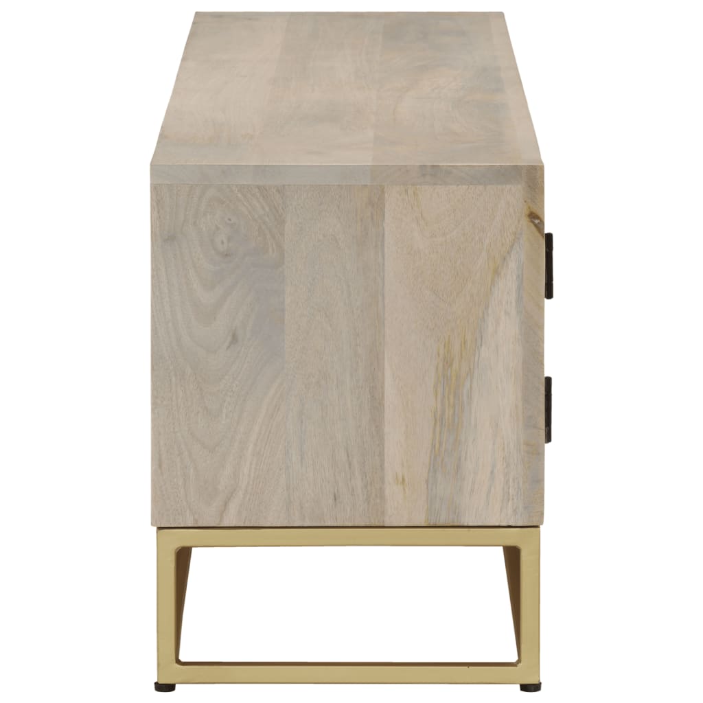 Mobile Porta TV 110x30x40 cm Legno Massello di Mango Sbiancato - homemem39