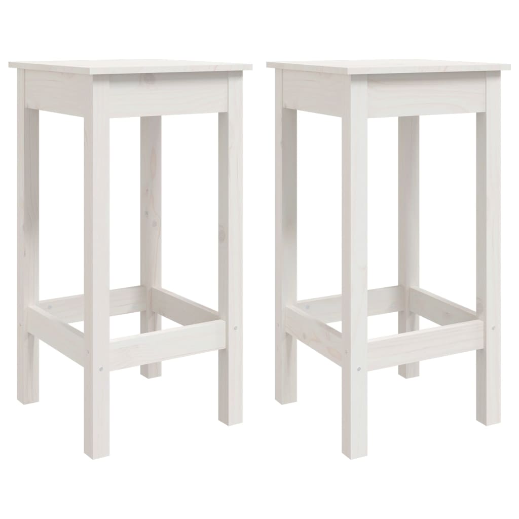 Sgabelli da Bar 2 pz Bianchi 40x40x78 cm Legno Massello di Pino - homemem39