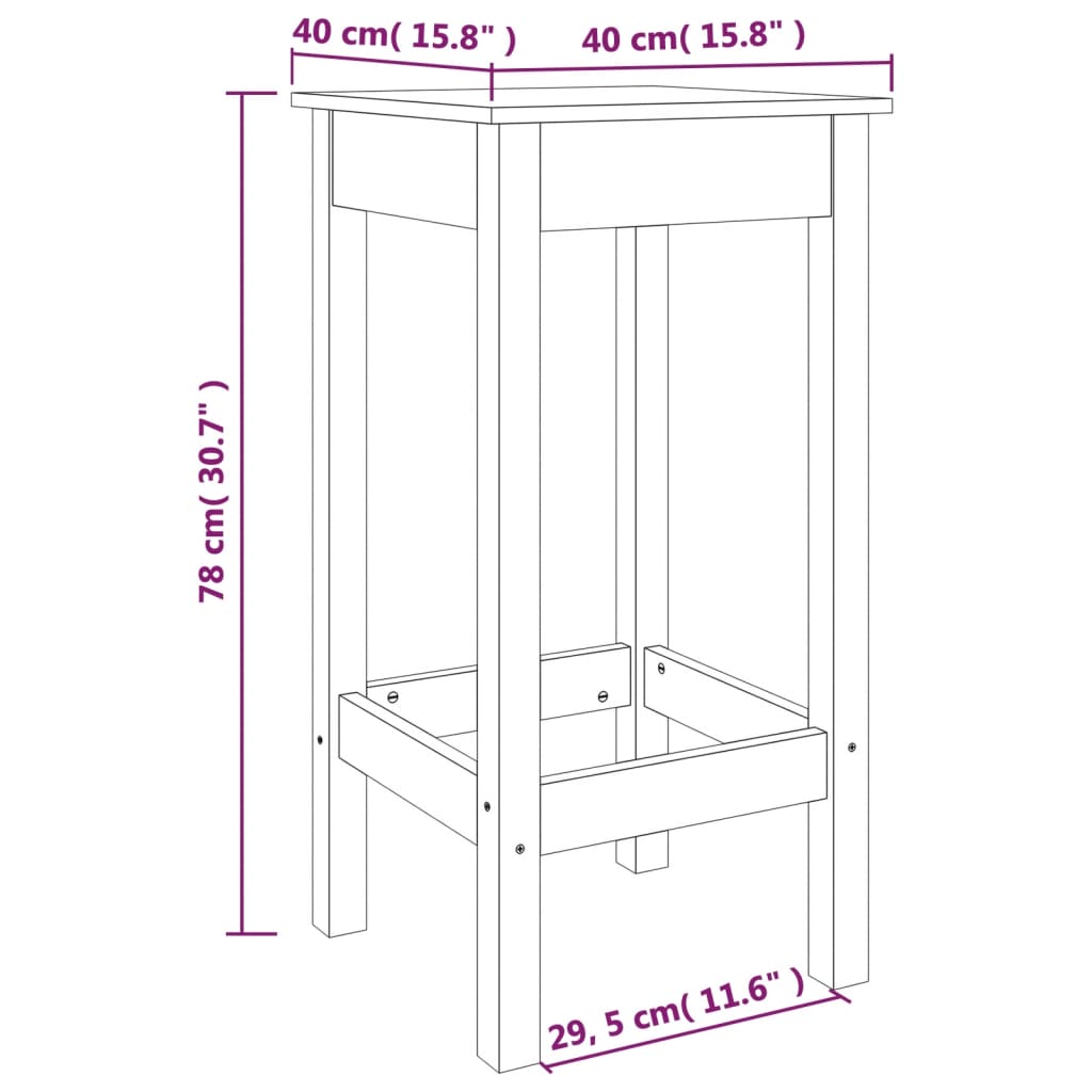 Sgabelli da Bar 2 pz Bianchi 40x40x78 cm Legno Massello di Pino - homemem39