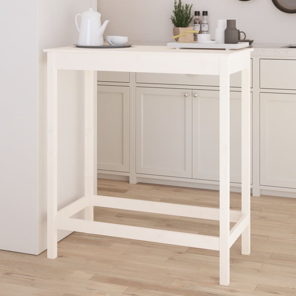 Tavolo da Bar Bianco 100x50x110 cm in Legno Massello di Pino - homemem39