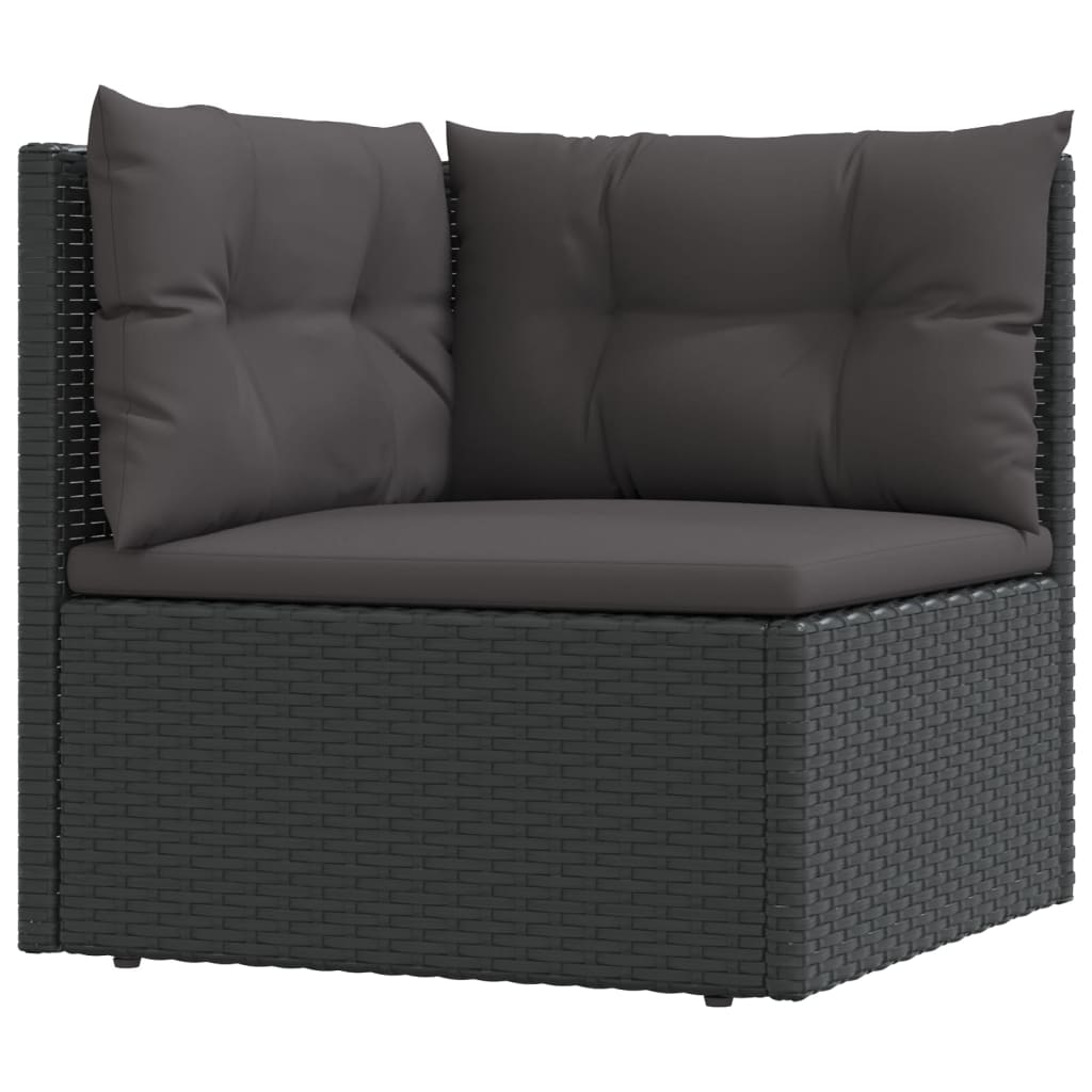 Set Mobili da Giardino 6 pz con Cuscini in Polyrattan Nero - homemem39