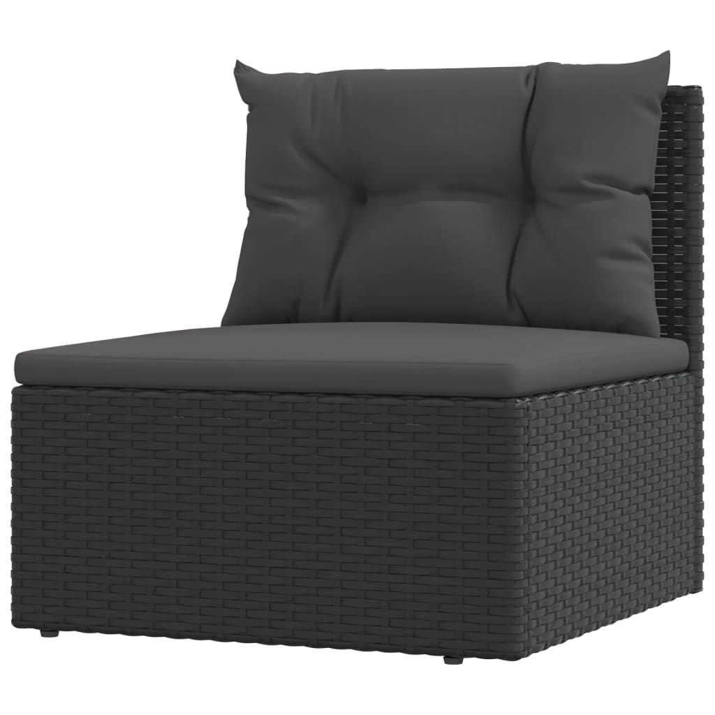 Set Mobili da Giardino 6 pz con Cuscini in Polyrattan Nero - homemem39