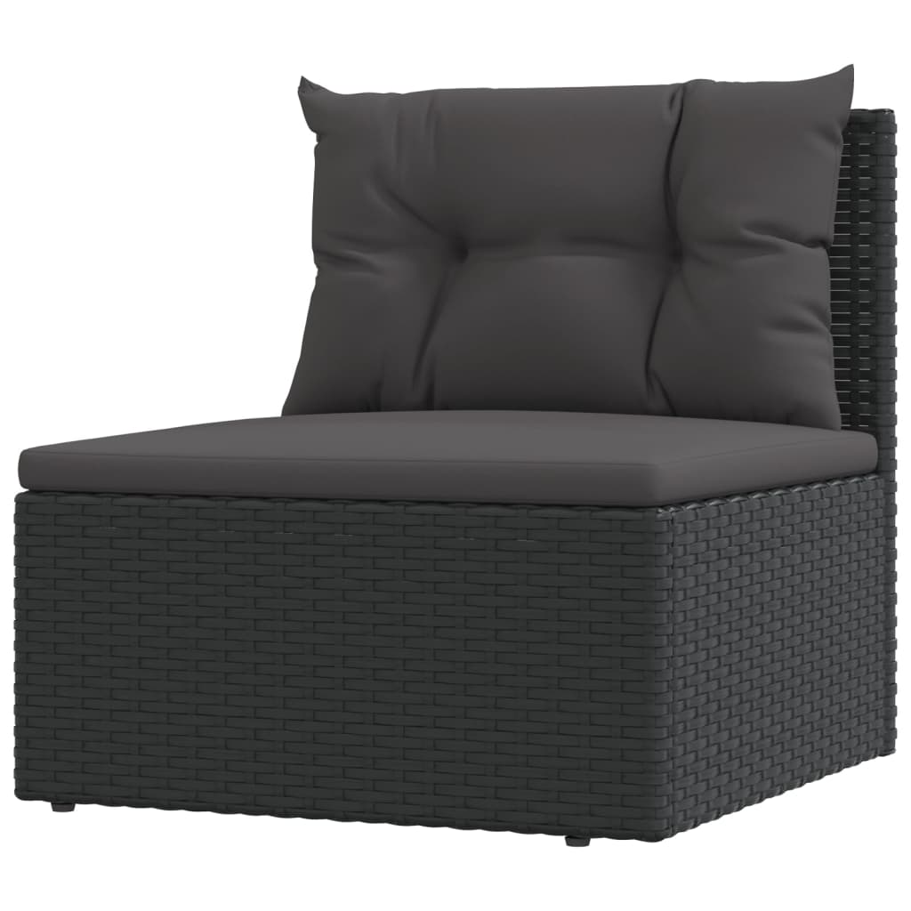 Set Salotto da Giardino con Cuscini 7pz Nero Polyrattan - homemem39