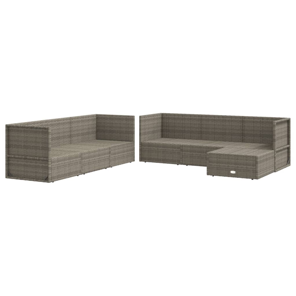 Set Divani da Giardino 7 pz con Cuscini in Polyrattan Grigio - homemem39