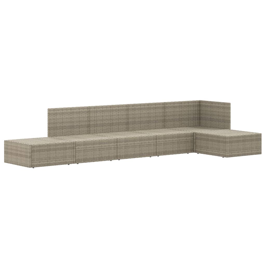 Set Divani da Giardino 6 pz con Cuscini in Polyrattan Grigio - homemem39