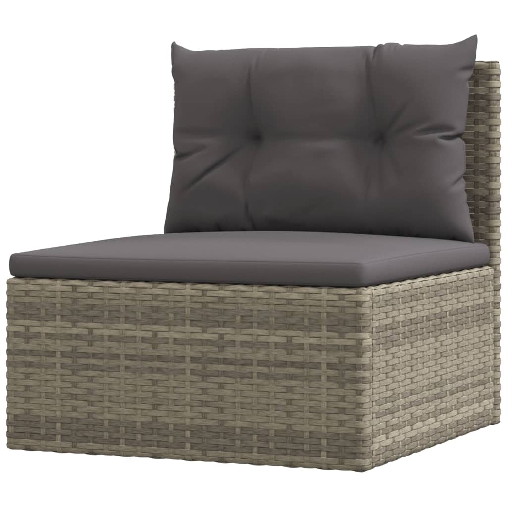 Set Divani da Giardino 5 pz con Cuscini in Polyrattan Grigio - homemem39