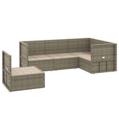 Set Divani da Giardino 5 pz con Cuscini in Polyrattan Grigio - homemem39