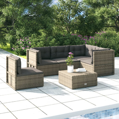 Set Divani da Giardino 5 pz con Cuscini in Polyrattan Grigio - homemem39